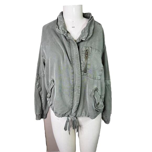 Young Fabulous & Broke Cara Military Green Sz M Lightweight Bomber Jacket - Picture 1 of 9